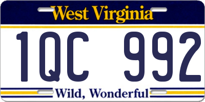 WV license plate 1QC992