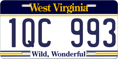 WV license plate 1QC993
