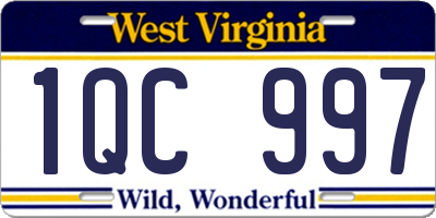 WV license plate 1QC997