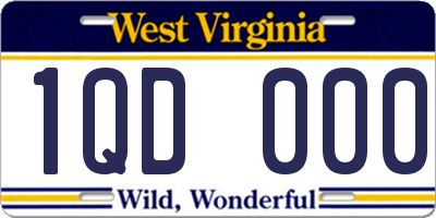 WV license plate 1QD000