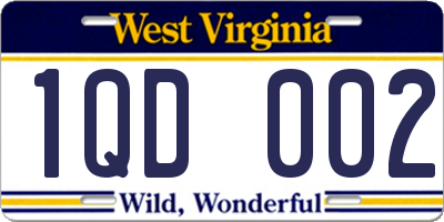 WV license plate 1QD002
