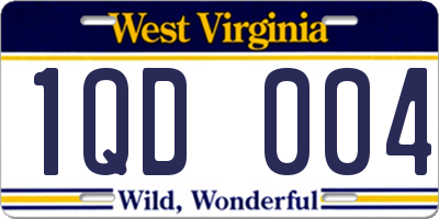 WV license plate 1QD004