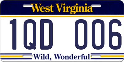 WV license plate 1QD006