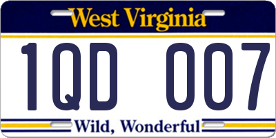 WV license plate 1QD007