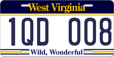 WV license plate 1QD008