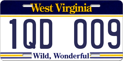 WV license plate 1QD009