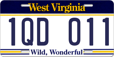 WV license plate 1QD011