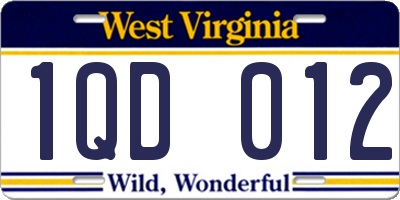 WV license plate 1QD012