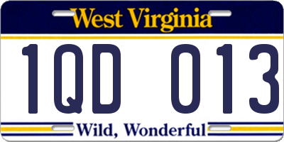 WV license plate 1QD013