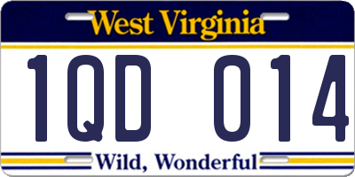 WV license plate 1QD014