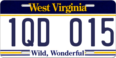 WV license plate 1QD015