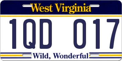 WV license plate 1QD017