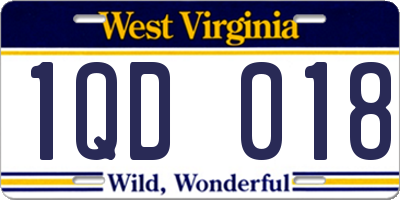 WV license plate 1QD018