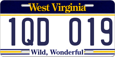 WV license plate 1QD019
