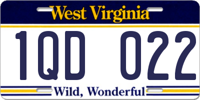 WV license plate 1QD022