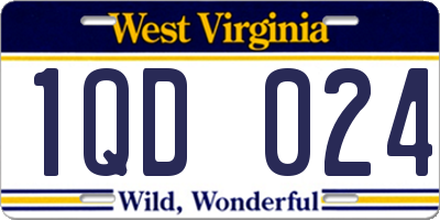 WV license plate 1QD024