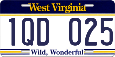 WV license plate 1QD025