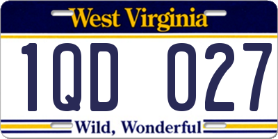 WV license plate 1QD027