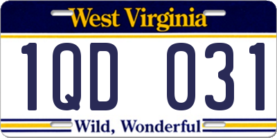 WV license plate 1QD031