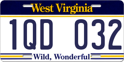 WV license plate 1QD032