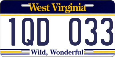 WV license plate 1QD033