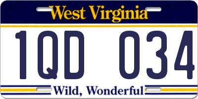 WV license plate 1QD034