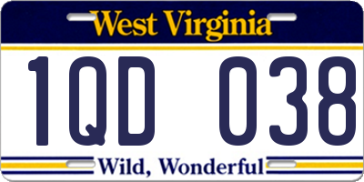WV license plate 1QD038