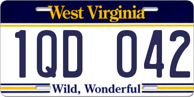 WV license plate 1QD042