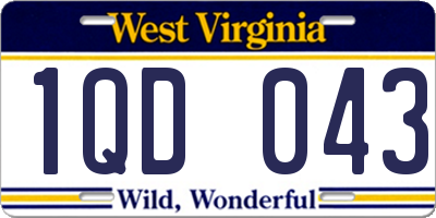 WV license plate 1QD043