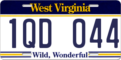 WV license plate 1QD044