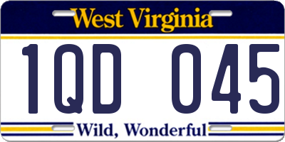 WV license plate 1QD045