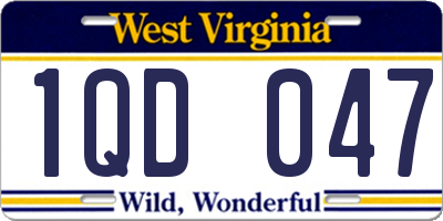 WV license plate 1QD047