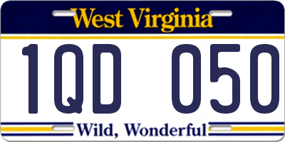 WV license plate 1QD050