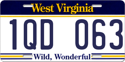 WV license plate 1QD063