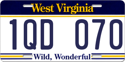 WV license plate 1QD070
