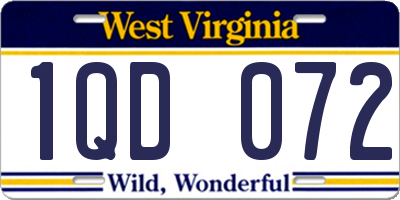 WV license plate 1QD072