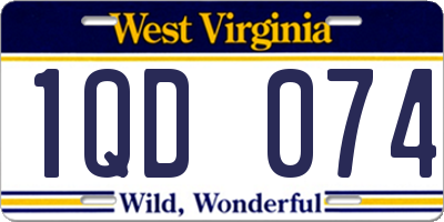 WV license plate 1QD074