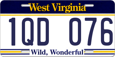WV license plate 1QD076