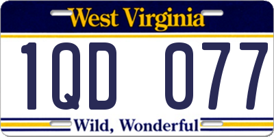 WV license plate 1QD077