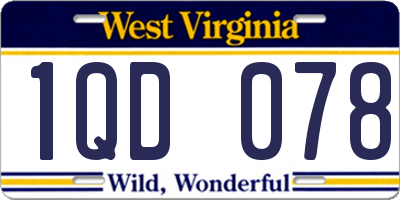 WV license plate 1QD078