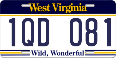 WV license plate 1QD081