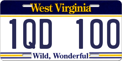 WV license plate 1QD100