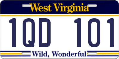 WV license plate 1QD101