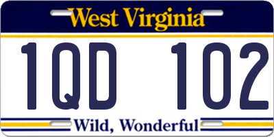 WV license plate 1QD102