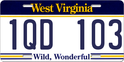 WV license plate 1QD103