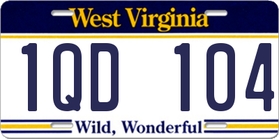 WV license plate 1QD104