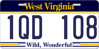 WV license plate 1QD108