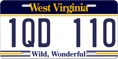 WV license plate 1QD110