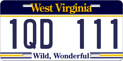 WV license plate 1QD111