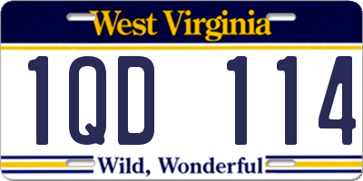 WV license plate 1QD114